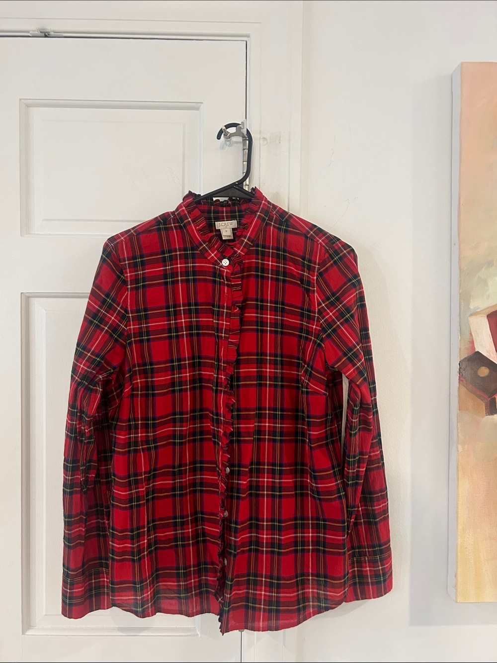 EUC J Crew Red Tartan Plaid Button Down Medium